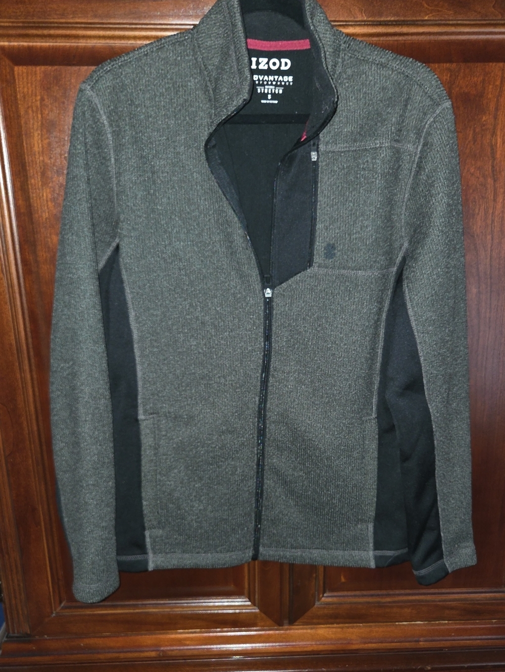 Izod Gray and Black Full-Zip Knit Jacket
